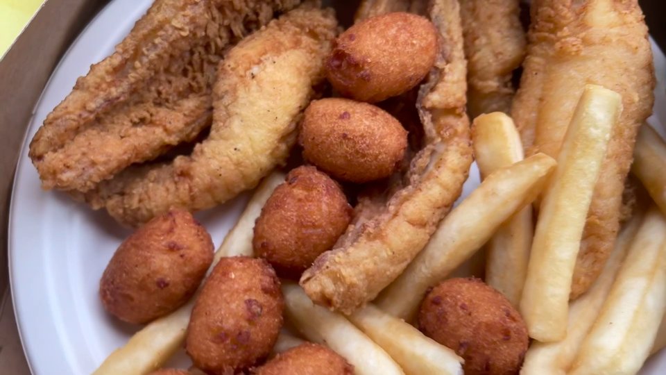 Fried fish dinners served with simple sides.